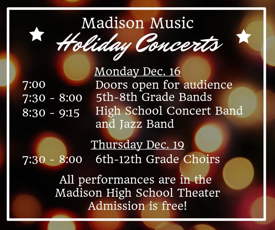 Madison Music Holiday Concerts poster